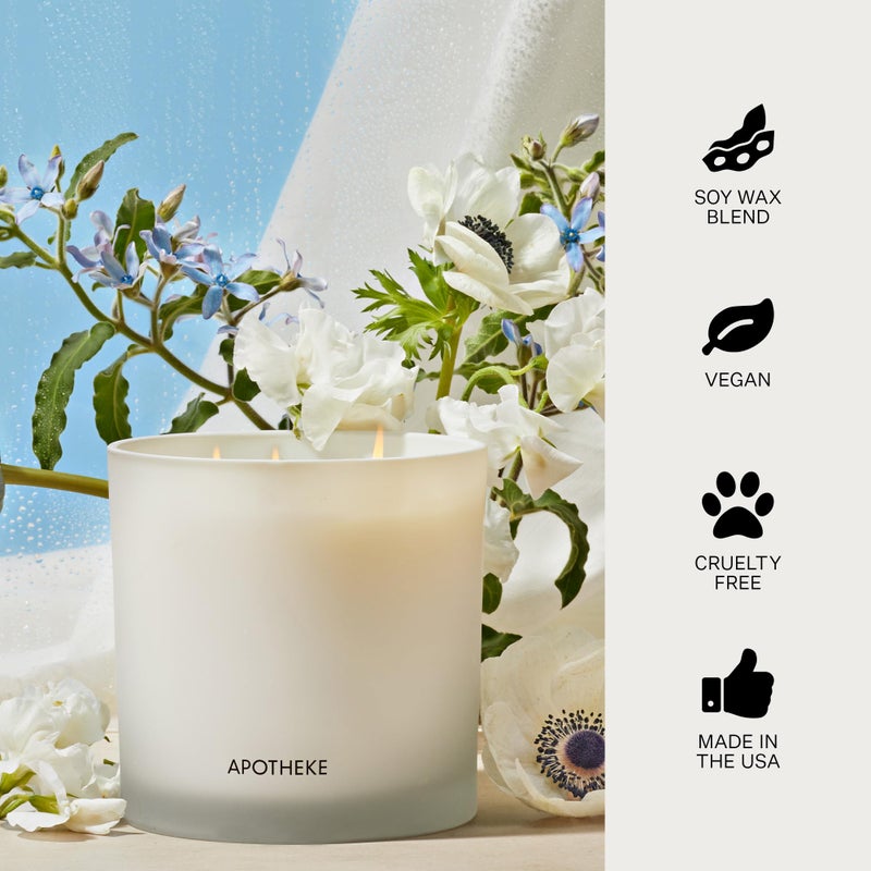 Apotheke 3-Wick Scented Candles for Home, Canvas - 26 oz Soy Wax Jar Candle Gift for Women - Long-Lasting Fragrance with Perfume-Grade Essential Oils - White Musk, Dew Drops & Lily of The Valley - Image 5